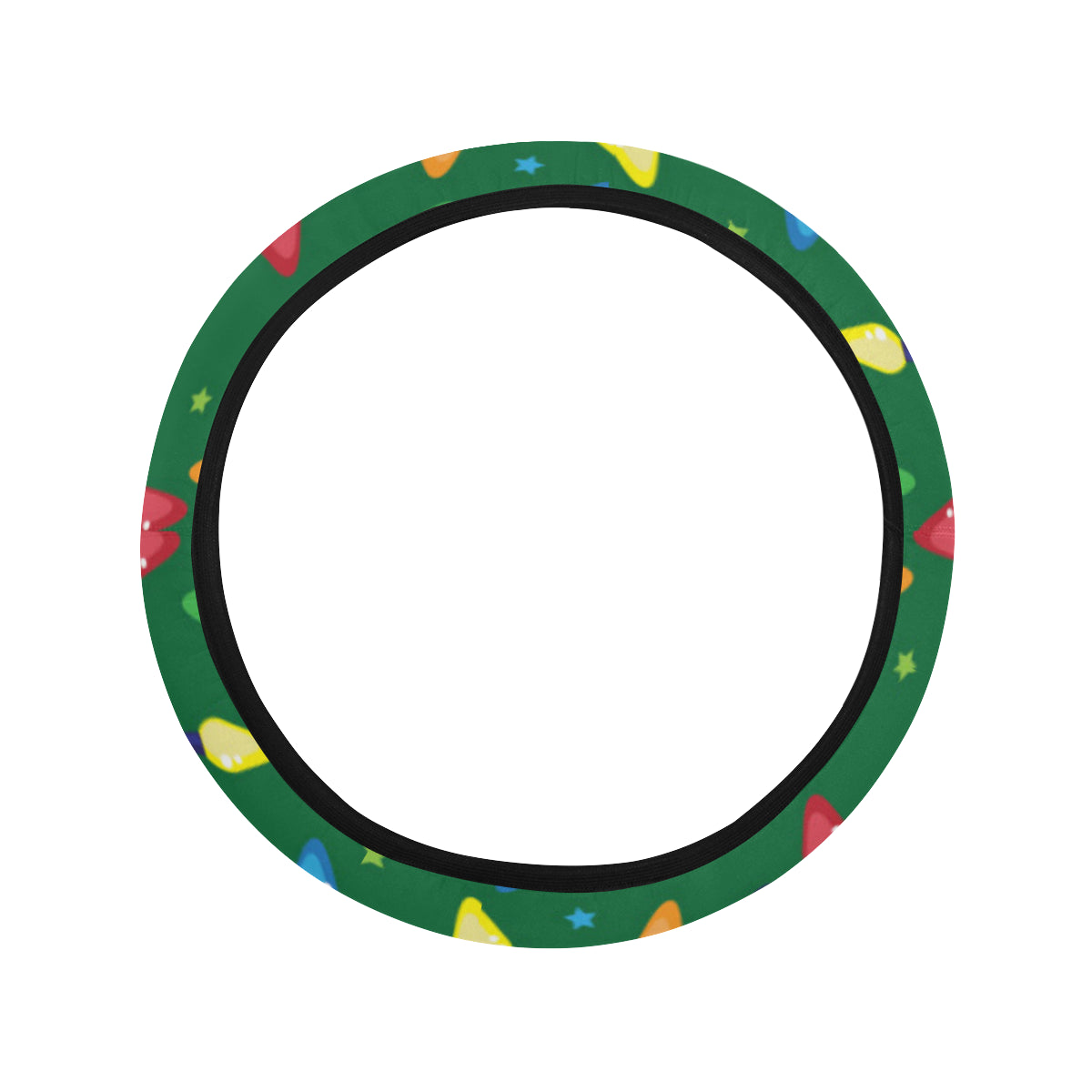 Christmas Light Pattern Print Design 02 Steering Wheel Cover with Elastic Edge