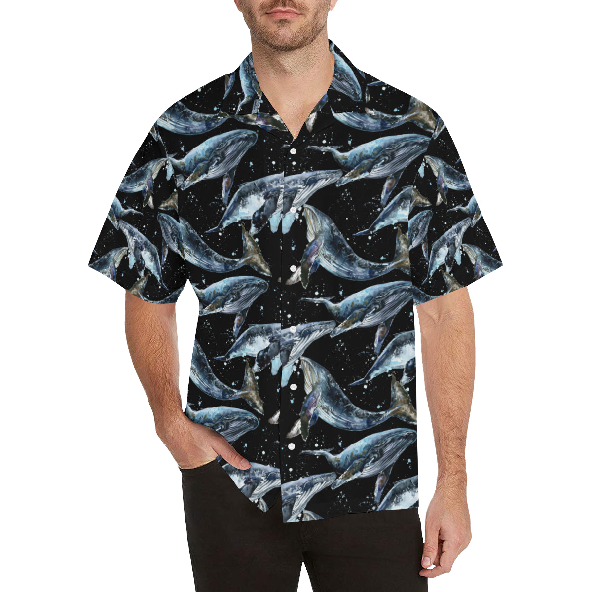 Humpback Whale Pattern Print Design 01 Men's Hawaiian Shirt