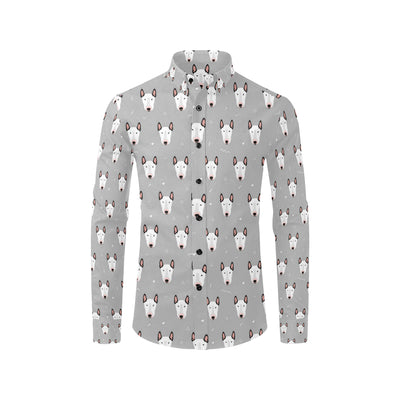 Bull Terrier Head Print Pattern Men's Long Sleeve Shirt