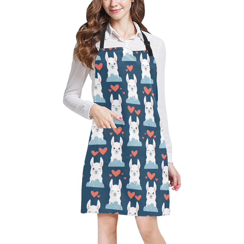 Alpaca Love Pattern Print Design 05 Apron with Pocket