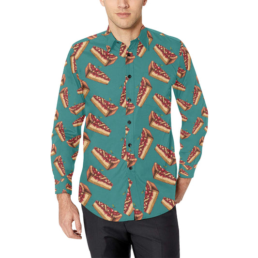 Cheesecake Cherry Pattern Print Design CK03 Men's Long Sleeve Shirt