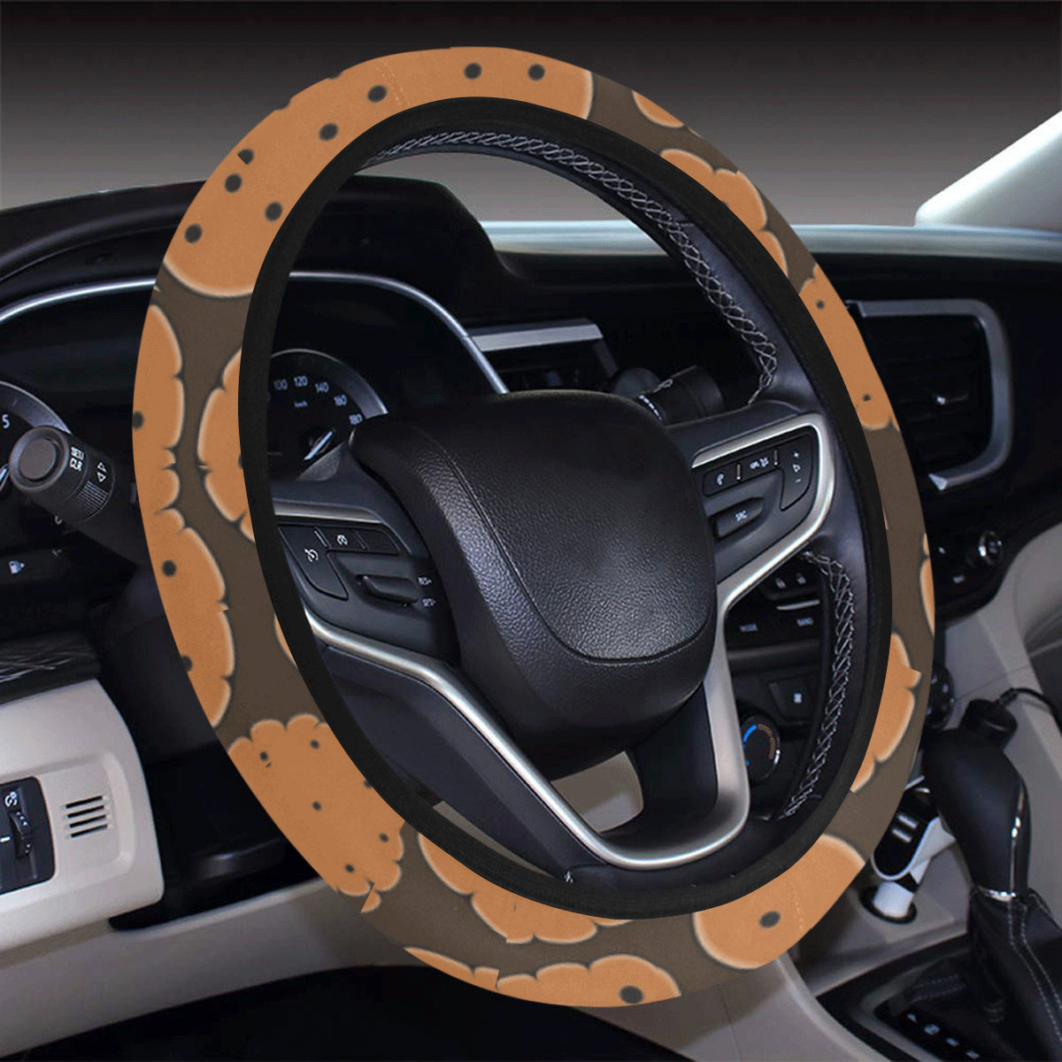Cracker Pattern Print Design 01 Steering Wheel Cover with Elastic Edge
