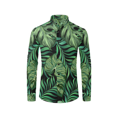 Green Fresh Tropical Palm Leaves Men's Long Sleeve Shirt