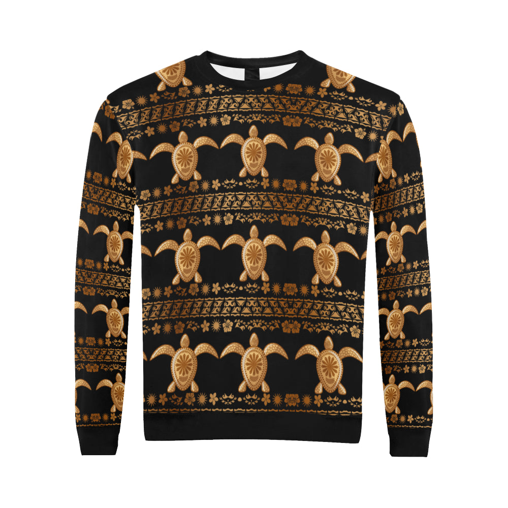 Tribal Sea turtle Polynesian Hawaiian Men Long Sleeve Sweatshirt
