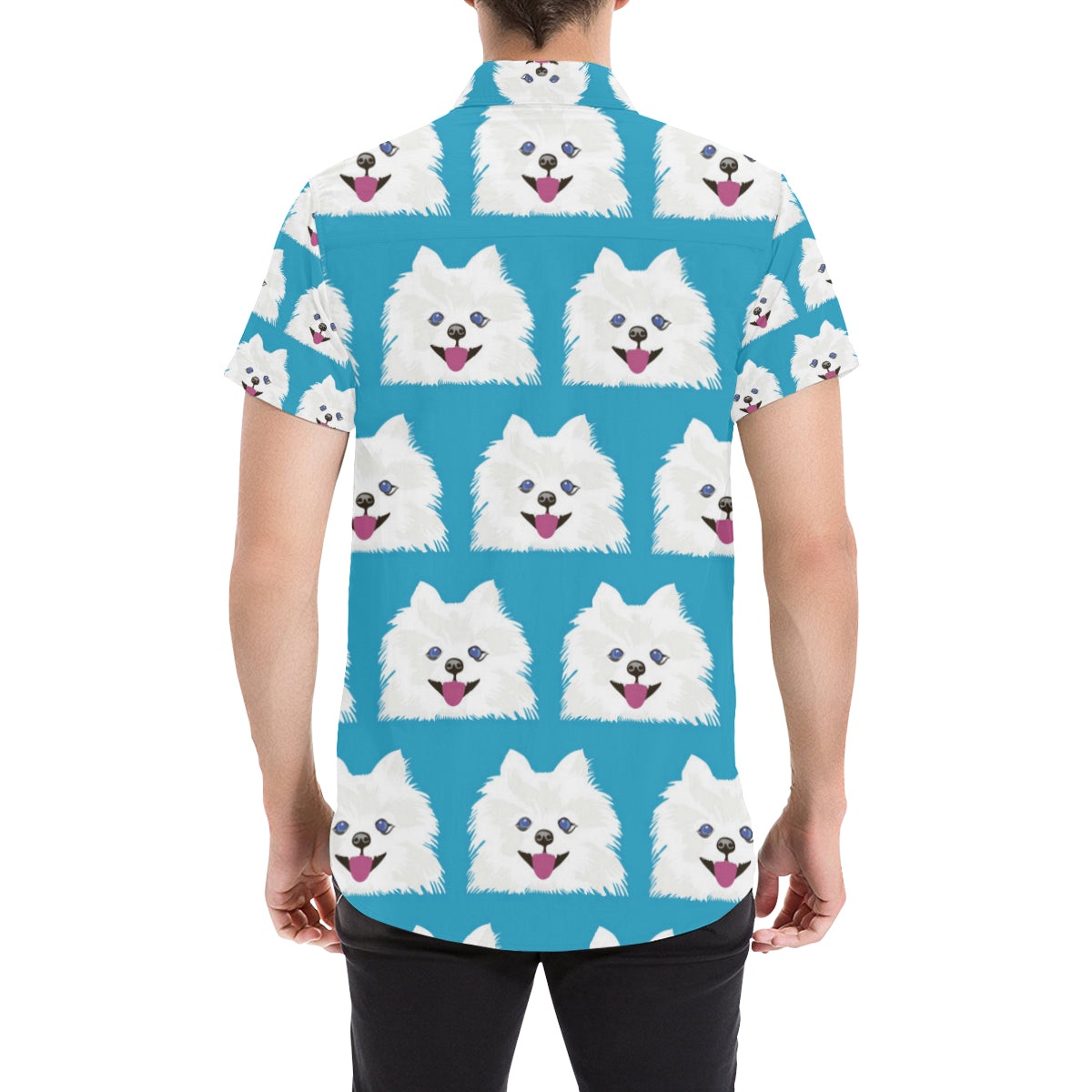 Pomeranians Pattern Print Design A05 Men's Short Sleeve Button Up Shirt