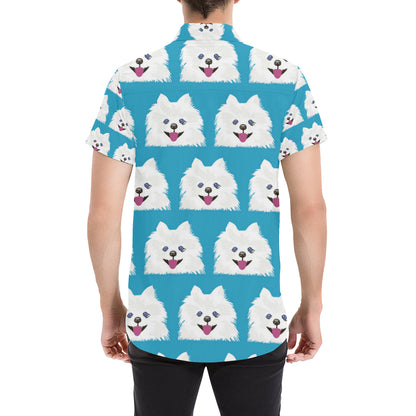 Pomeranians Pattern Print Design A05 Men's Short Sleeve Button Up Shirt