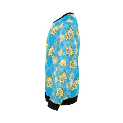 Yellow Plumeria Design Print Pattern Men Long Sleeve Sweatshirt