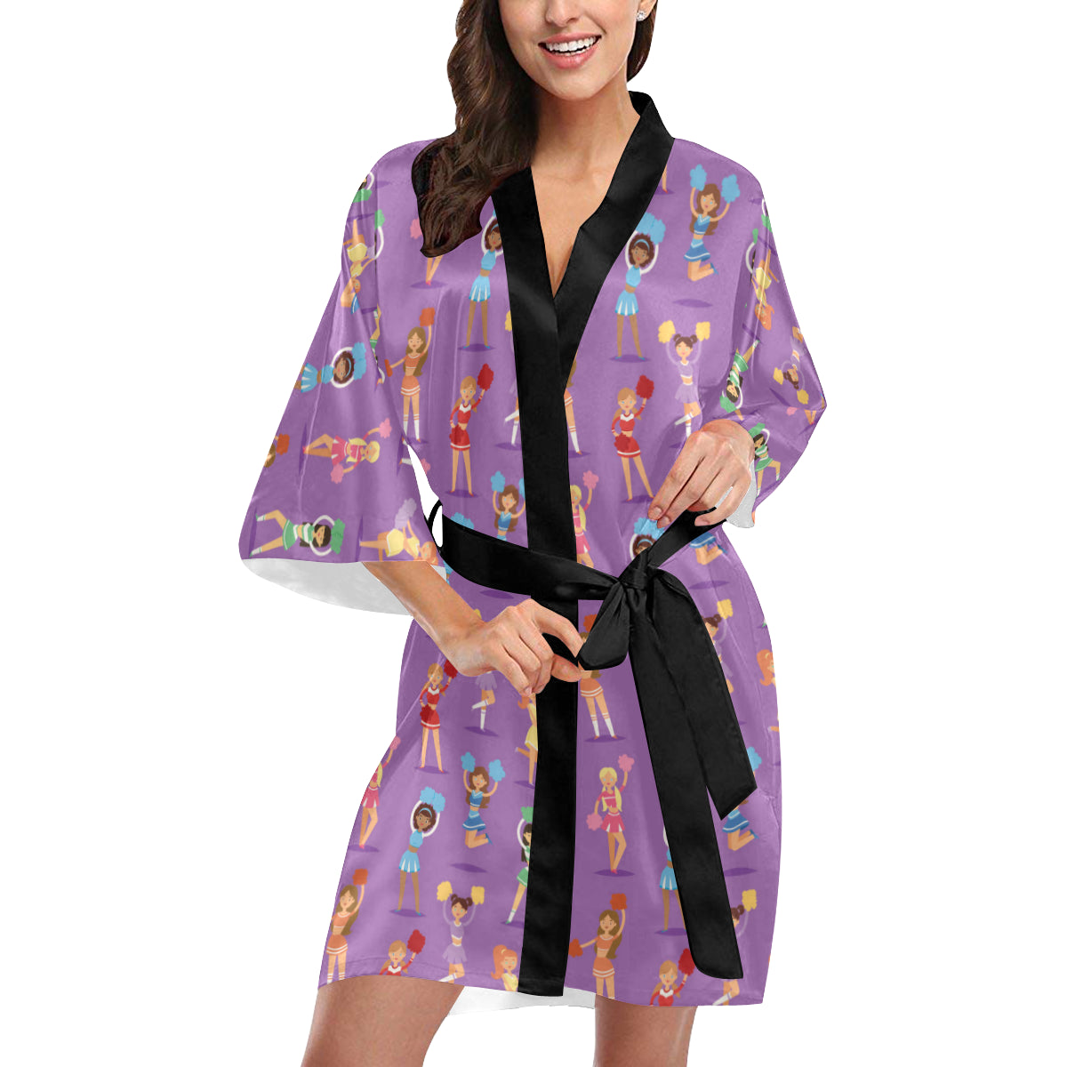 Cheerleader Pattern Print Design 02 Women's Short Kimono