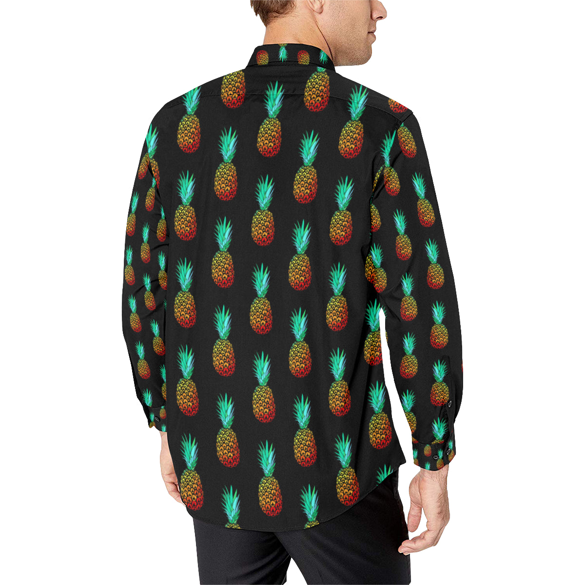 Pineapple Pattern Print Design A05 Men's Long Sleeve Shirt