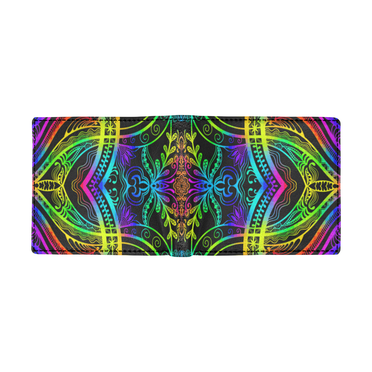 Neon Trible Rainbow Pattern Print Design A01 Men's ID Card Wallet