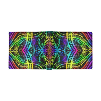 Neon Trible Rainbow Pattern Print Design A01 Men's ID Card Wallet