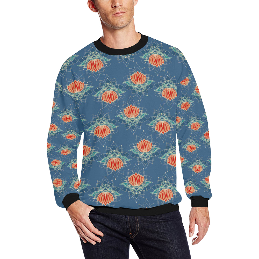 lotus Boho Pattern Print Design LO07 Men Long Sleeve Sweatshirt