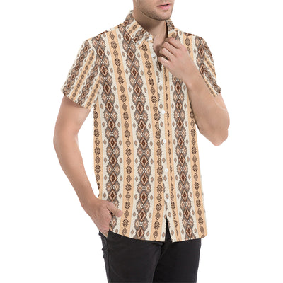 Native Classic Pattern Print Men's Short Sleeve Button Up Shirt