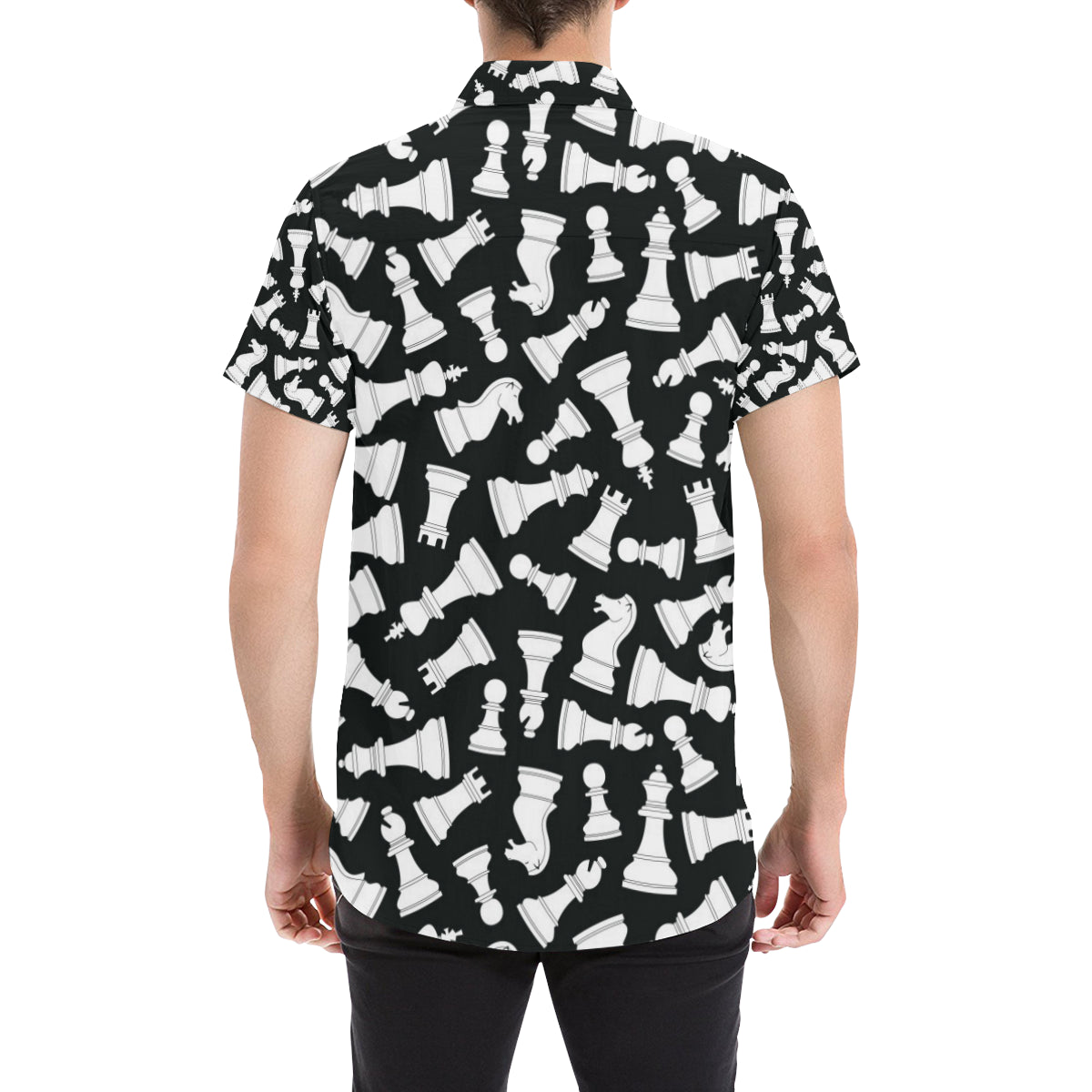 Chess Pattern Print Design 01 Men's Short Sleeve Button Up Shirt