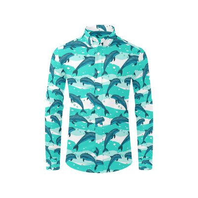 Dolphin Design Print Pattern Men's Long Sleeve Shirt