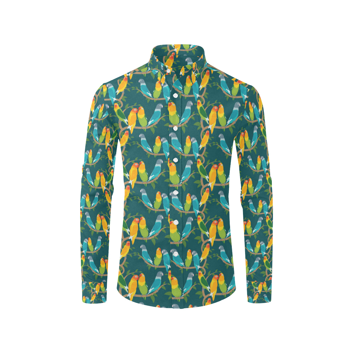 Lovebird Pattern Print Design 02 Men's Long Sleeve Shirt