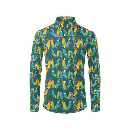 Lovebird Pattern Print Design 02 Men's Long Sleeve Shirt