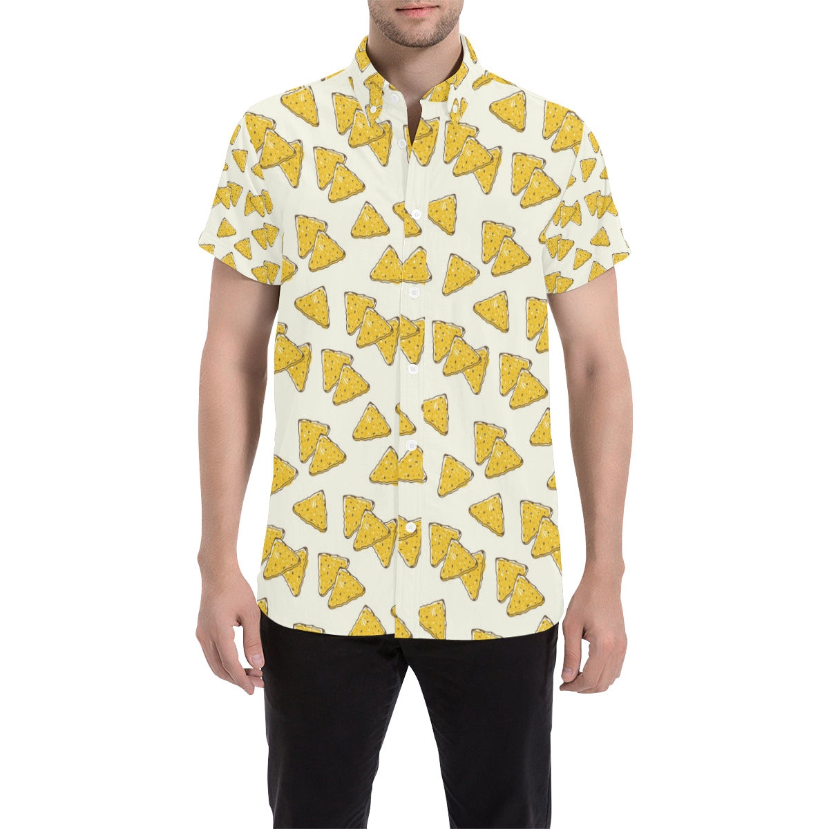 Nachos Pattern Print Design A01 Men's Short Sleeve Button Up Shirt