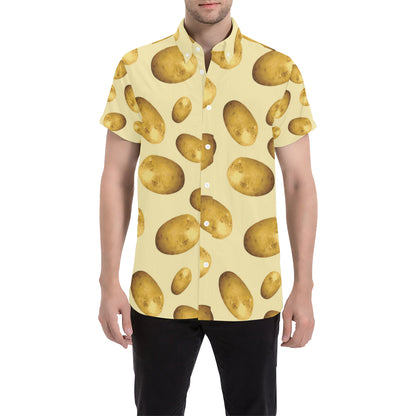 Potato Pattern Print Design A01 Men's Short Sleeve Button Up Shirt