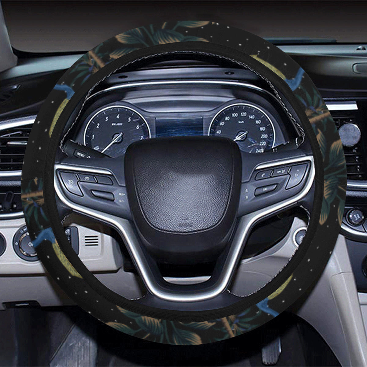 Rainforest Peacock Pattern Print Design A04 Steering Wheel Cover with Elastic Edge