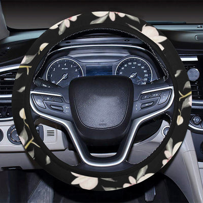Orchid White Pattern Print Design OR03 Steering Wheel Cover with Elastic Edge