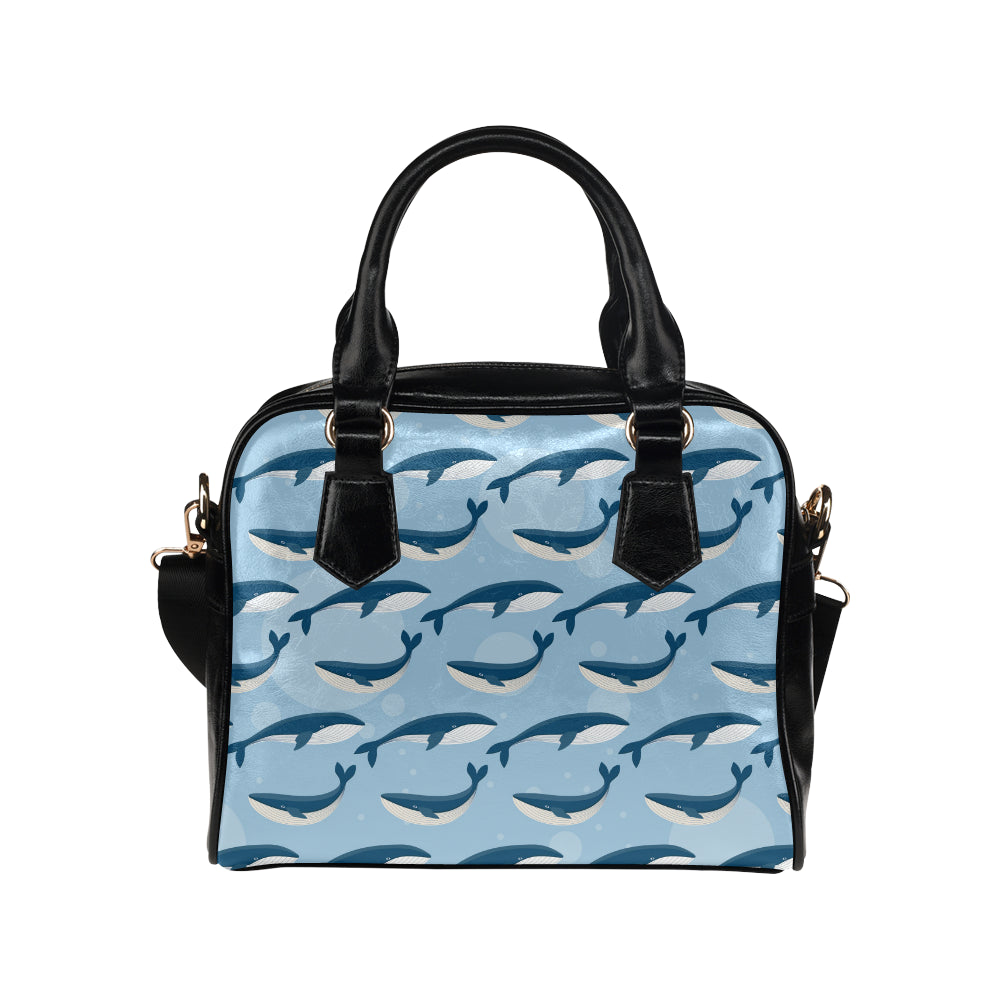 Blue Whale Pattern Print Design 02 Shoulder Handbag