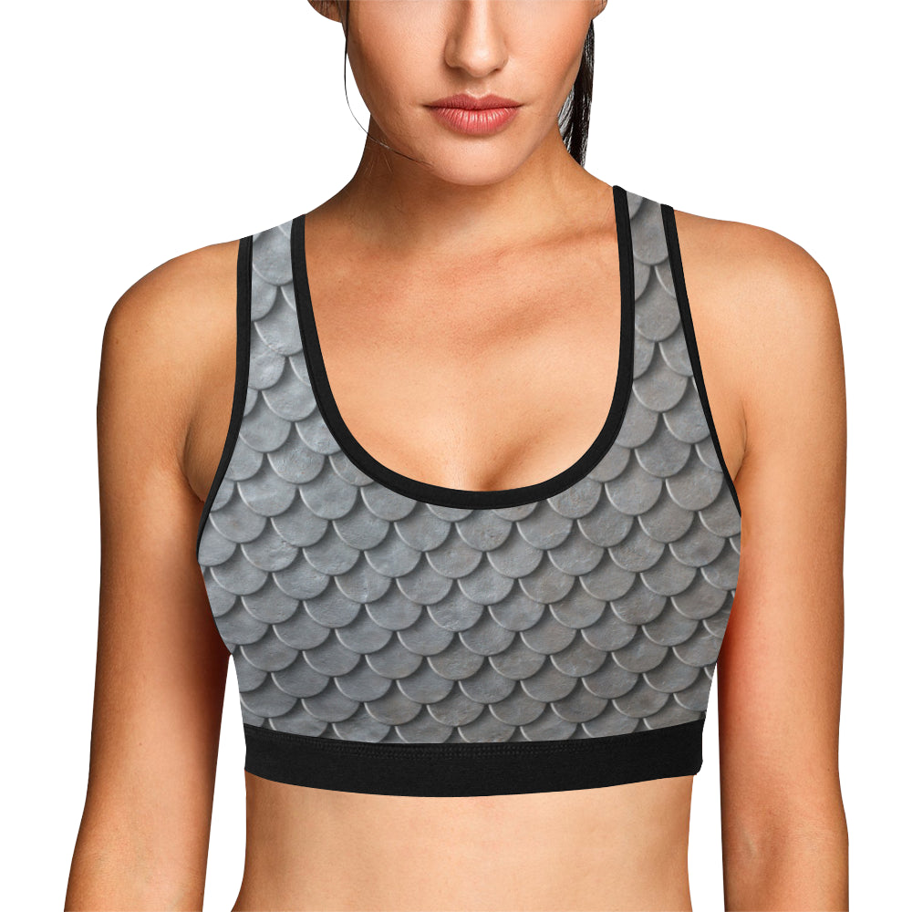 Armor Scales Pattern Print Design 03 Sports Bra