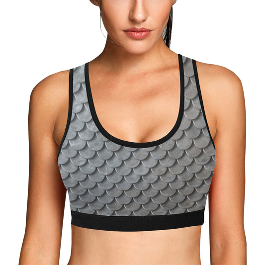 Armor Scales Pattern Print Design 03 Sports Bra