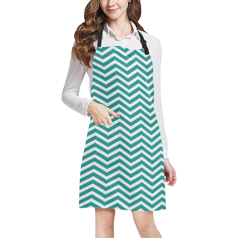 Chevron Teal Pattern Print Design 02 Apron with Pocket