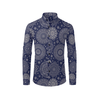 Mandala Pattern Print Design 02 Men's Long Sleeve Shirt