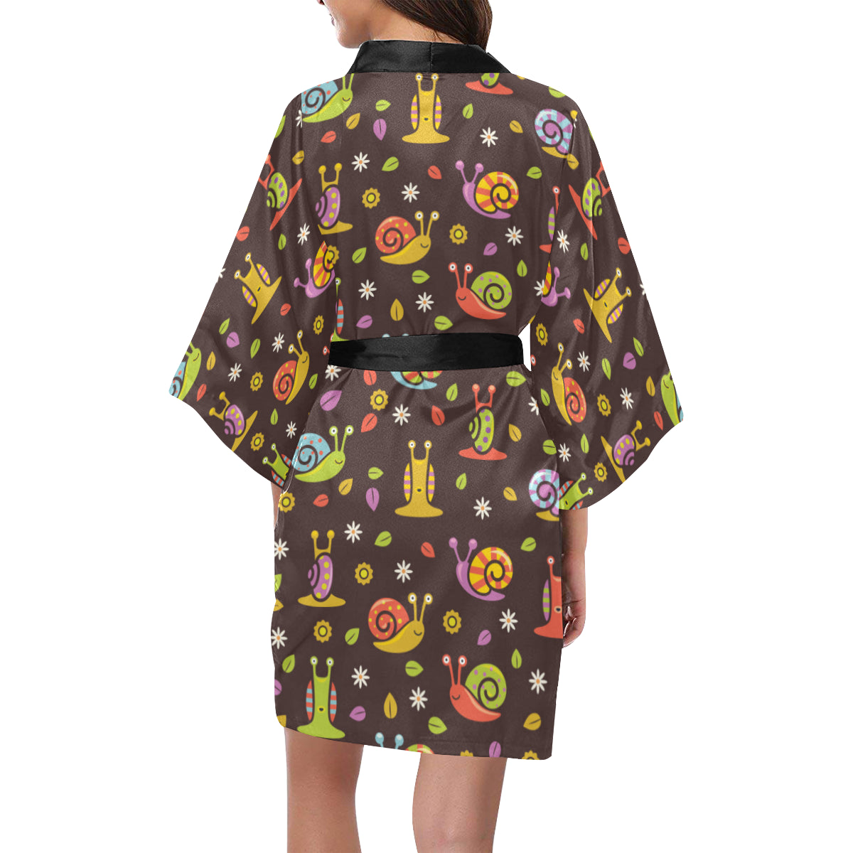 Snail Pattern Print Design 01 Women's Short Kimono