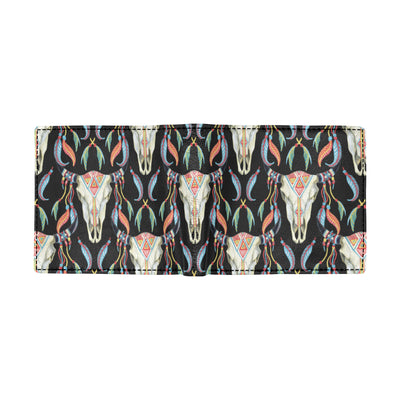 Buffalo Head Boho Style Pattern Print Design 01 Men's ID Card Wallet