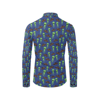 Alien Green UFO Pattern Men's Long Sleeve Shirt