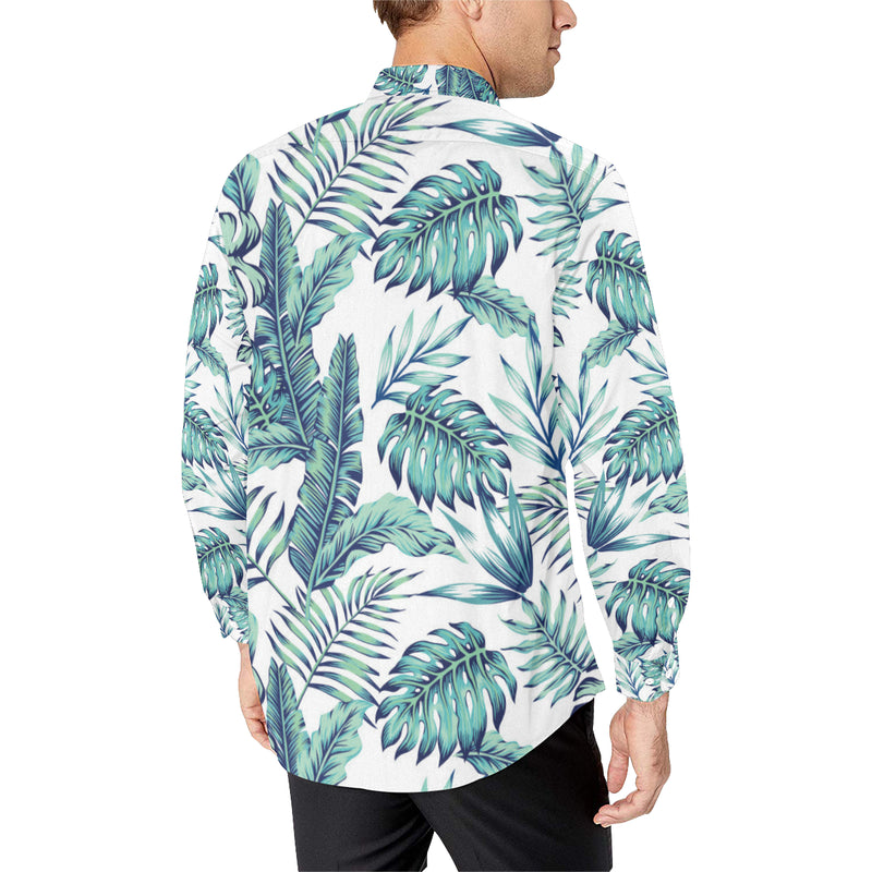 Pattern Tropical Palm Leaves Men's Long Sleeve Shirt