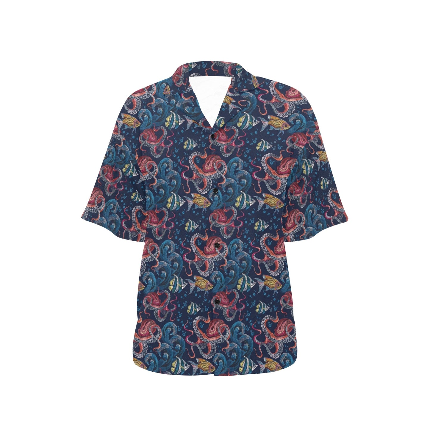 Octopus Deep Sea Print Themed Women's Hawaiian Shirt