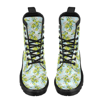 Elegant Olive Floral Print Women's Boots