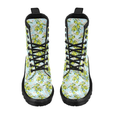 Elegant Olive Floral Print Women's Boots