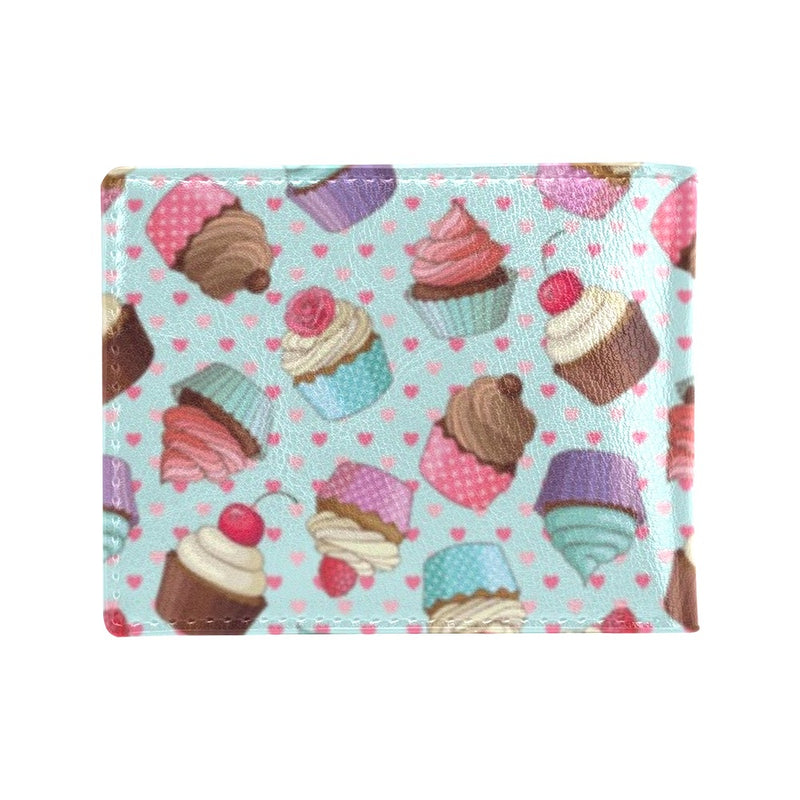 Cupcakes Fancy Heart Print Pattern Men's ID Card Wallet