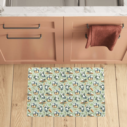 Panda Bear Design Bamboo Print Kitchen Mat