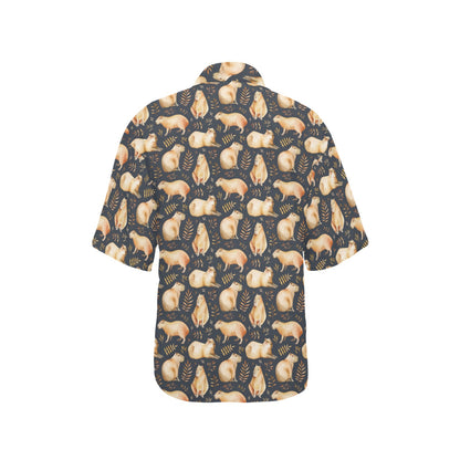 Capybara Pattern Print Design 02 Women's Hawaiian Shirt