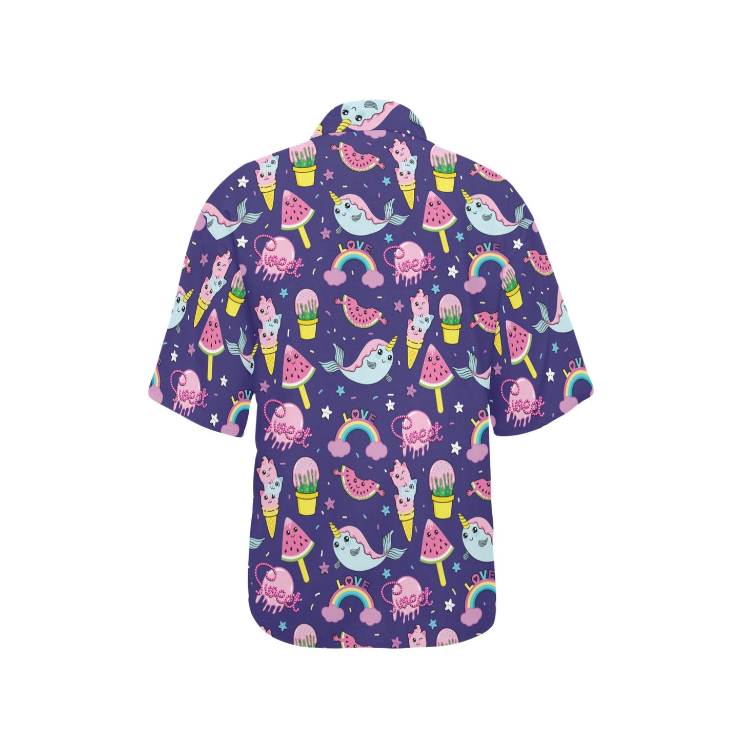 Narwhal Cute Pattern Print Design 02 Women's Hawaiian Shirt