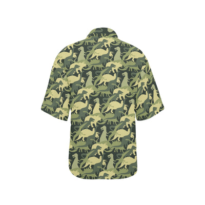 Camouflage Dinosaur Pattern Print Design 03 Women's Hawaiian Shirt