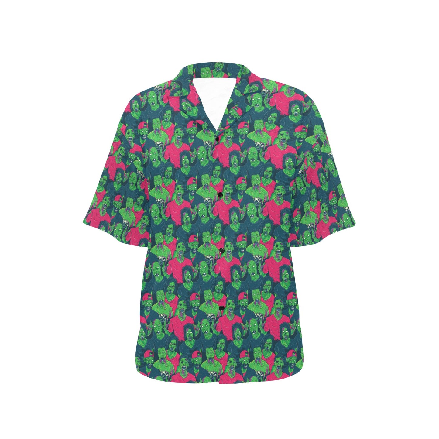 Zombie Themed Design Pattern Print Women's Hawaiian Shirt
