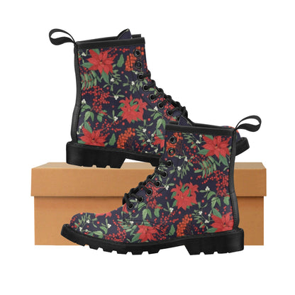 Poinsettia Pattern Print Design POT02 Women's Boots