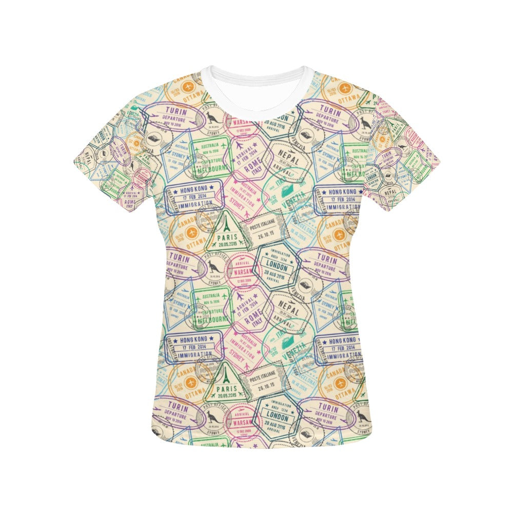 Travel Stamp Print Design LKS303 Women's  T-shirt