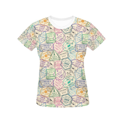 Travel Stamp Print Design LKS303 Women's  T-shirt