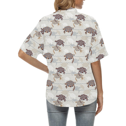 Sea Turtle Pattern Print Design T07 Women's Hawaiian Shirt