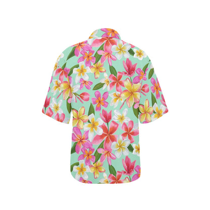 Plumeria Pattern Print Design PM014 Women's Hawaiian Shirt