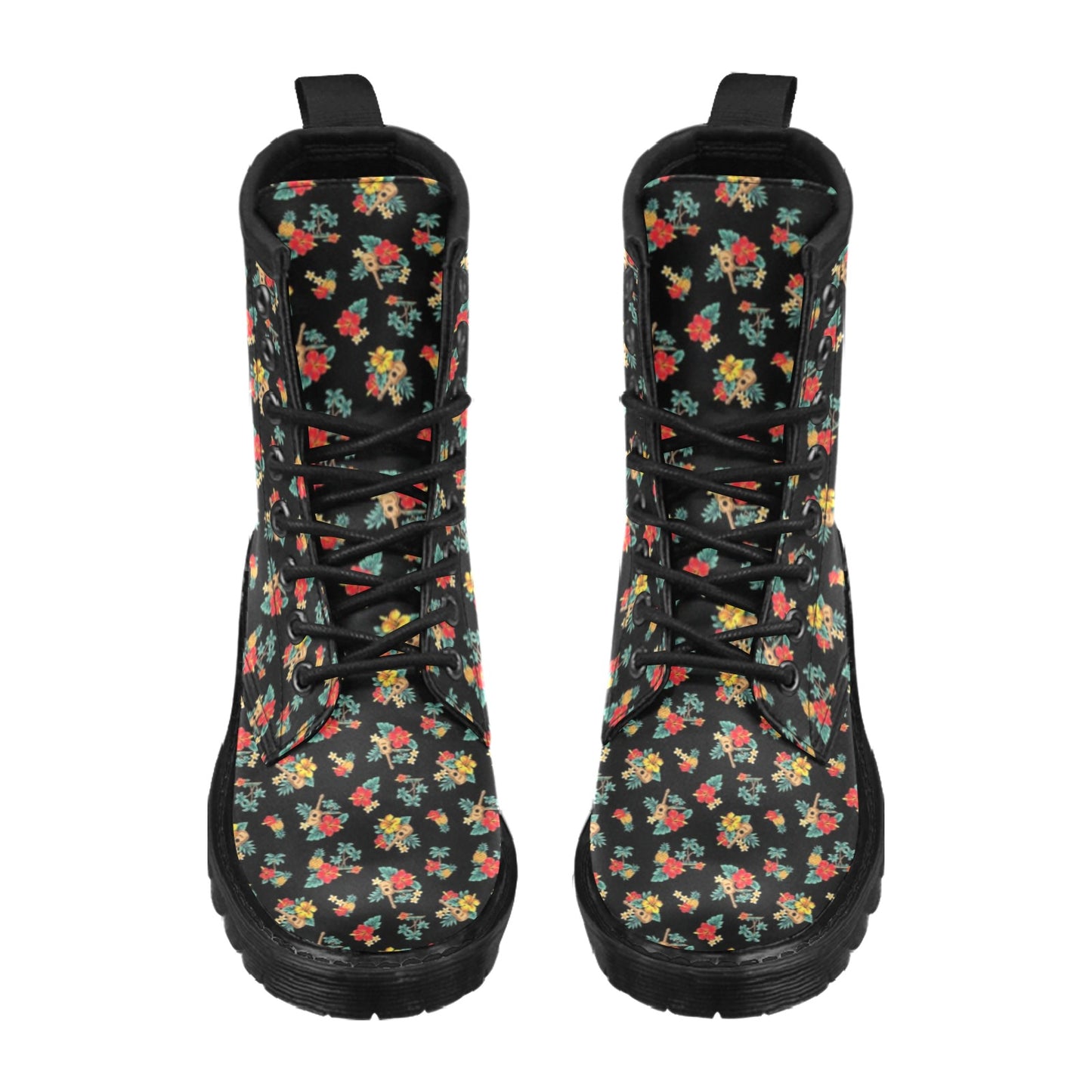 Hawaiian Flower Themed Print Women's Boots