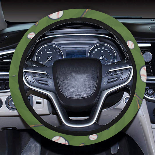 Baseball Pattern Print Design 02 Steering Wheel Cover with Elastic Edge